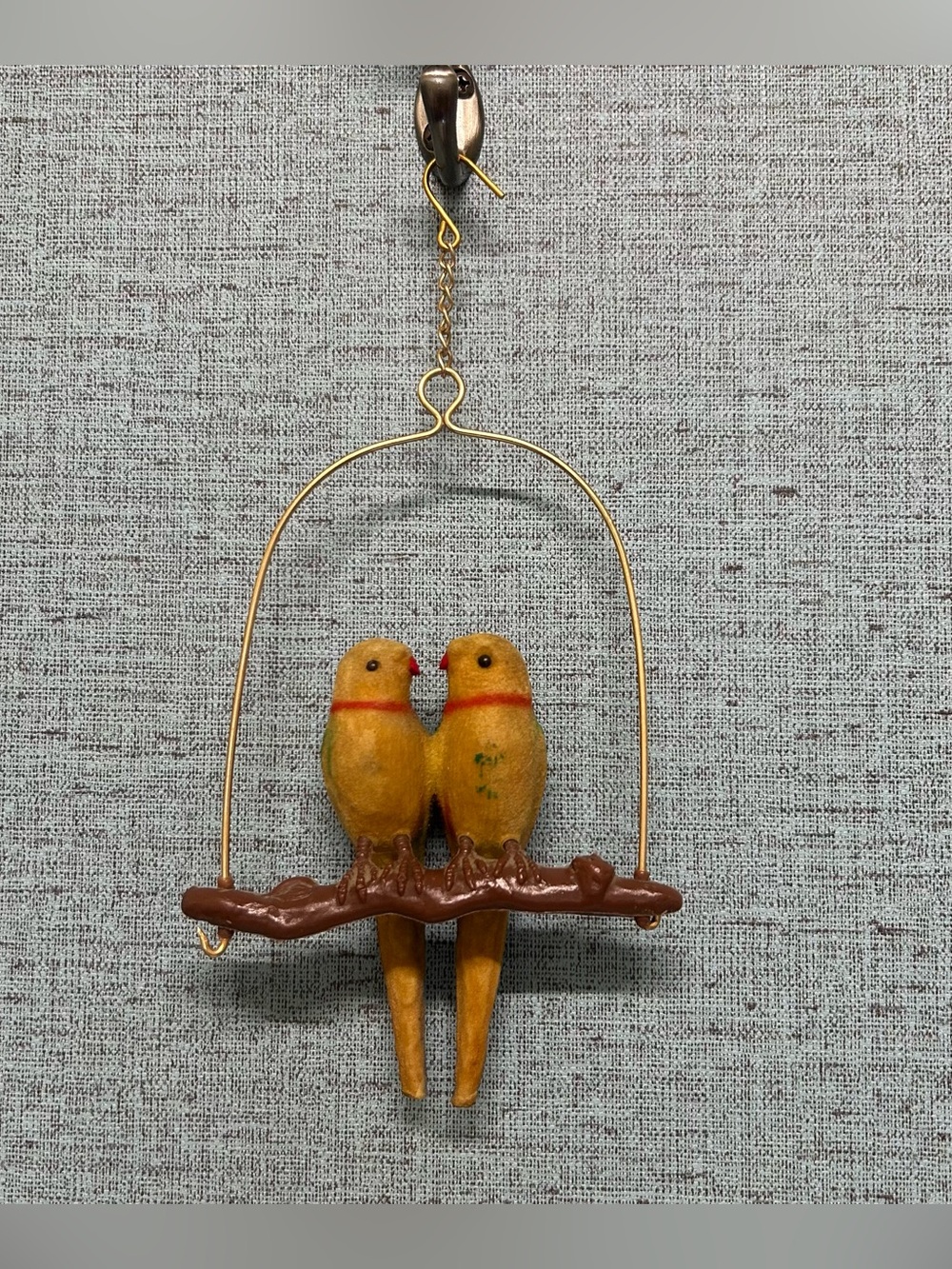 Vintage Felted Parrot Hanging Statue, Colorful Lovebirds Decor - Picture 3 of 4